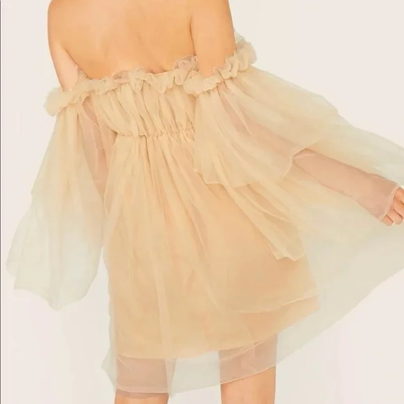 Off the shoulder ruffle mesh dress - Picture 2 of 7